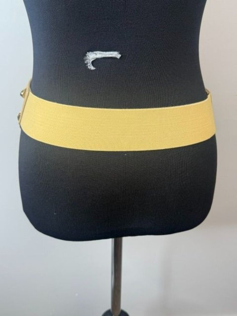 Gold Metallic Double Buckle Stretch Back Waist Belt with 3 Chain Detail - Picture 5 of 7
